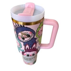 Labubu 40oz Stanley Style Tumbler Multicolor Art Cup Custom Rare